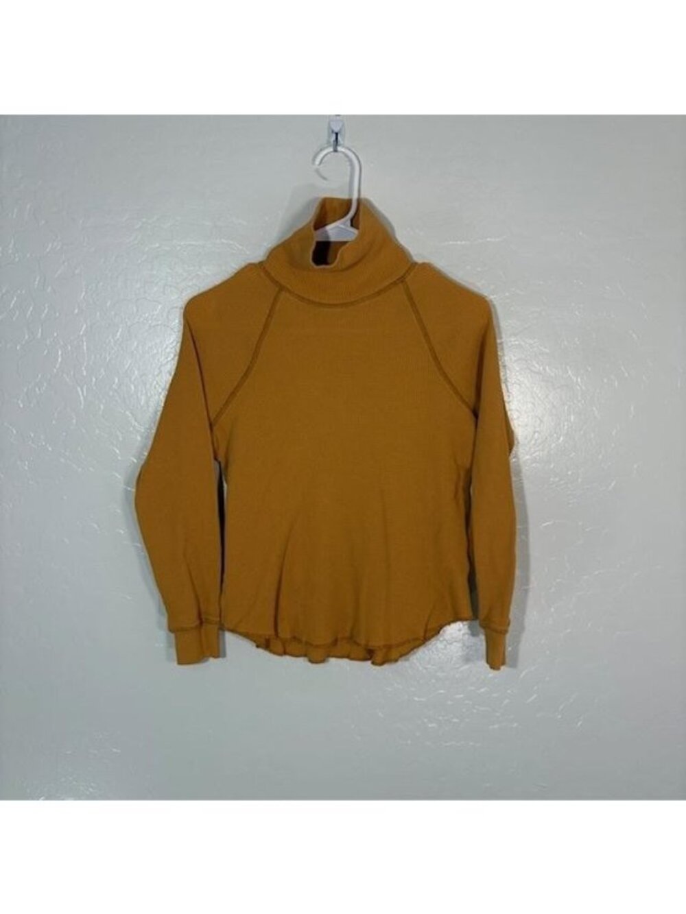 Everlane Sweater Womens Small Yellow Organic Cotton Waffle Turtleneck Pullover
